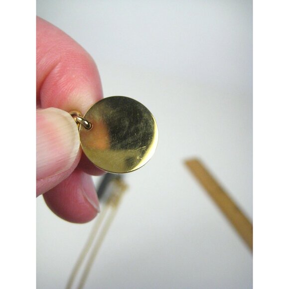 J.Crew Gold Tone Necklace Circle Bar Pendant Chain Modern Signed Geometric Charm - Picture 4 of 10